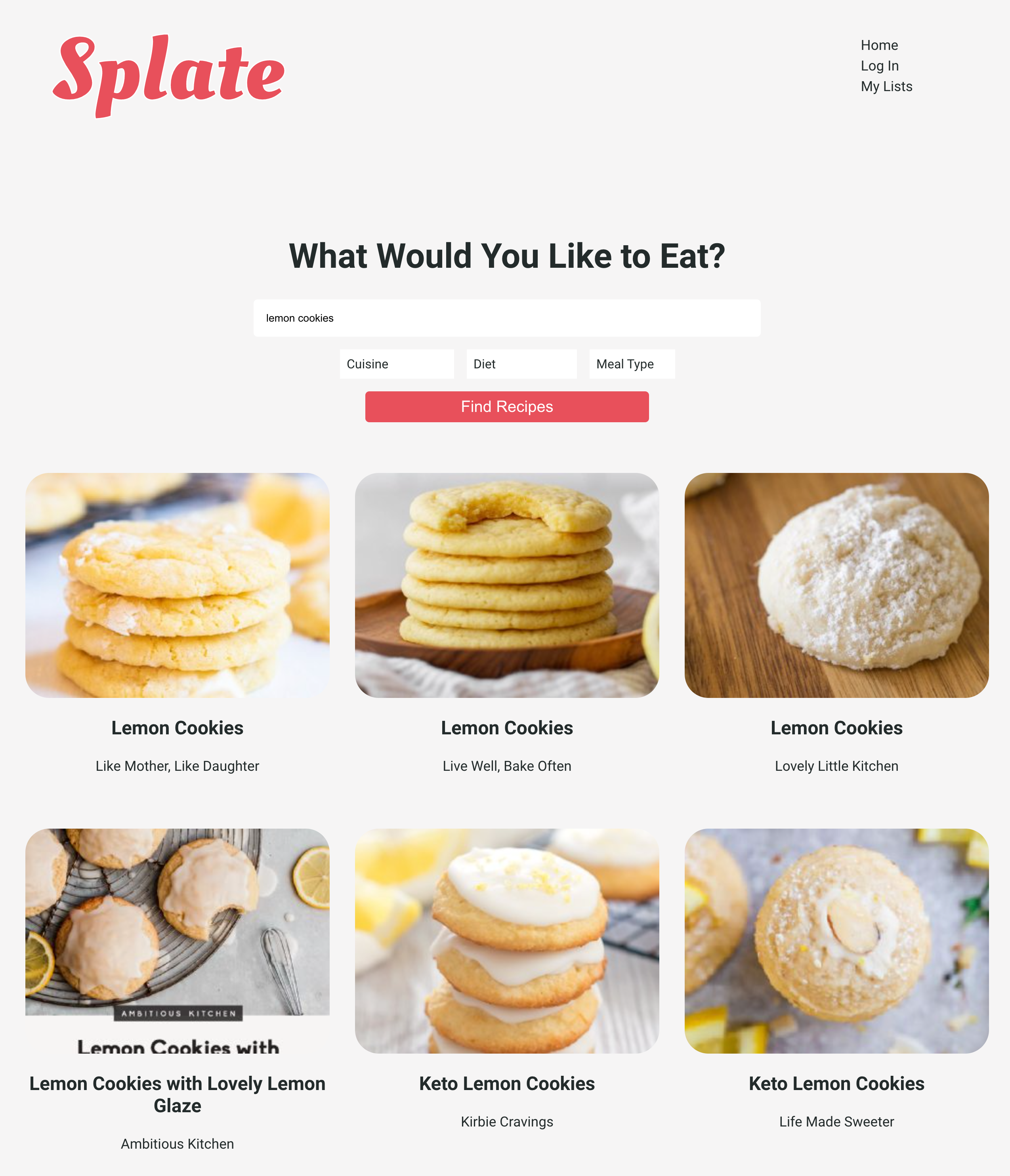 Splate Recipe Search Website